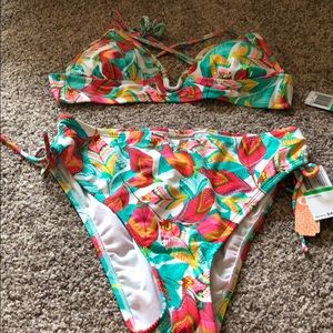 GB high waist bikini with tropical print